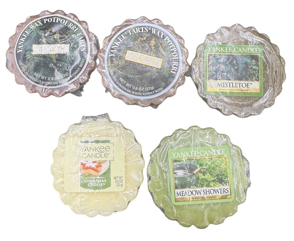 Vintage Yankee Candle Wax Potpourri Tarts Christmas Cookie Mistletoe Lot 5